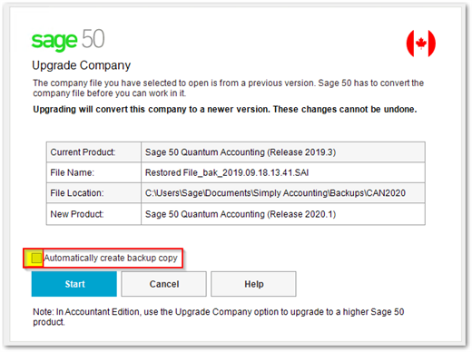 create a backup file