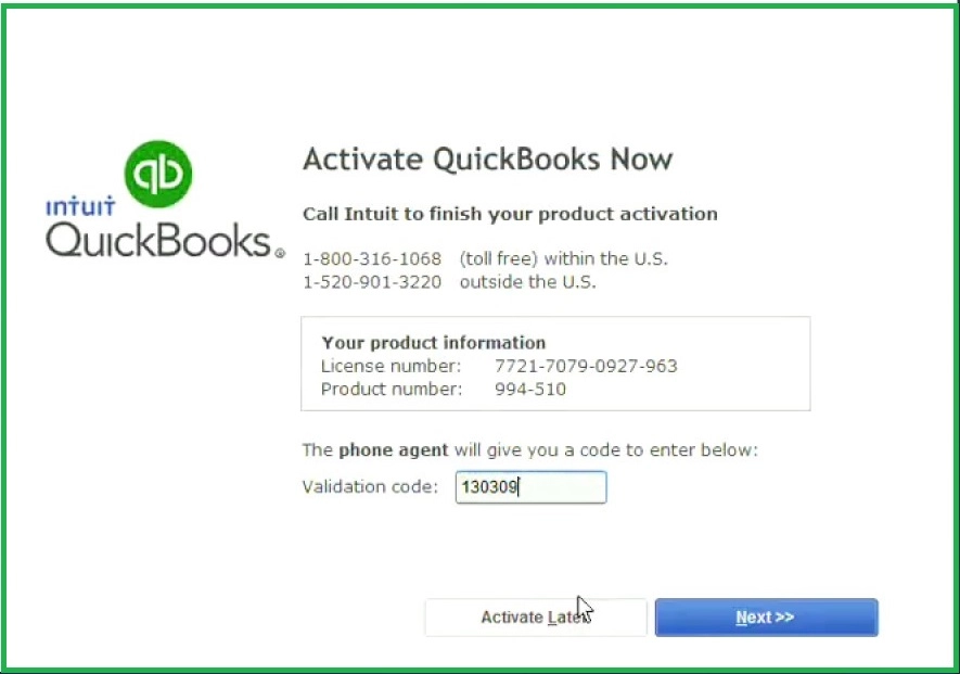 QuickBooks Activate Validation Code Generator