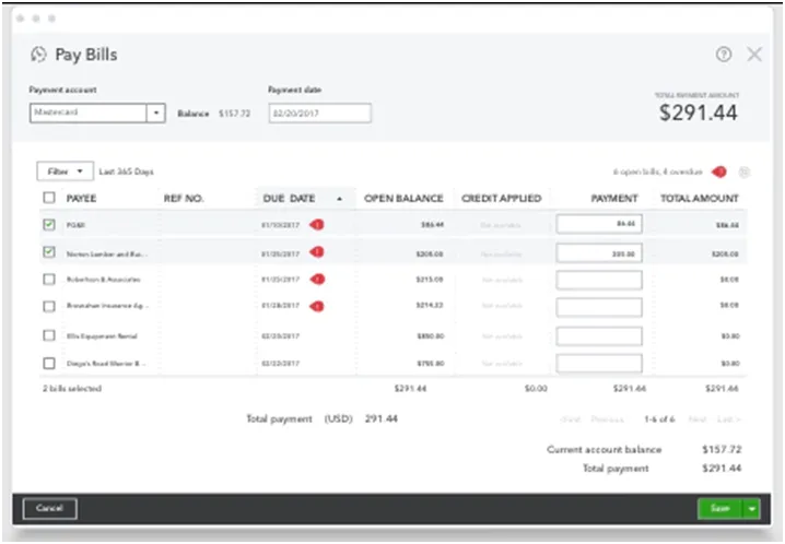 Bill Payment form 