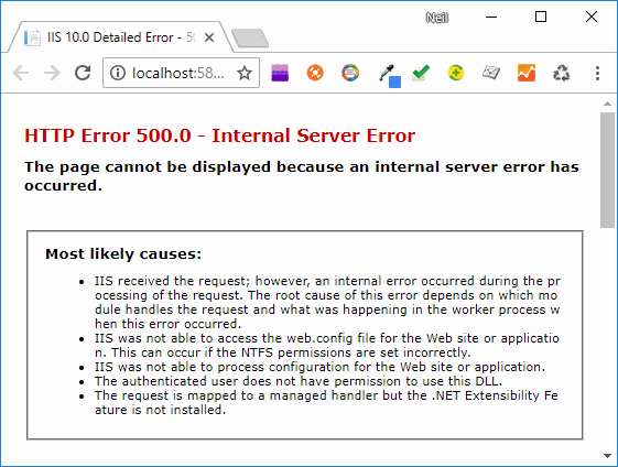 http 500 error