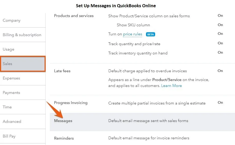 How to Set Up Messages in QuickBooks Online